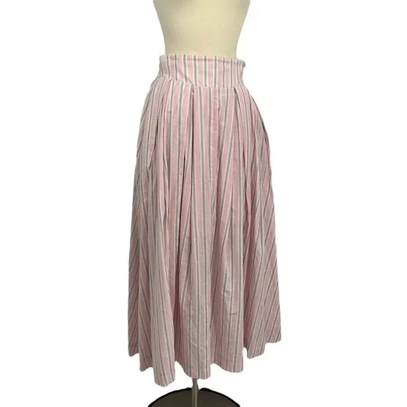Mable Size S Sydney Square Neck Top & Skirt Set Pink Grey Stripe 100% Cotton - Picture 16 of 16